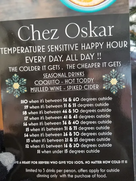 menu 0 of Chez Oskar