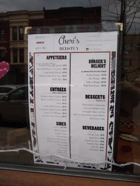 menu 2 of Cheri's Bedstuy