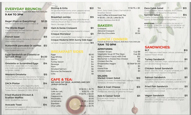 menu 0 of ZACA CAFE