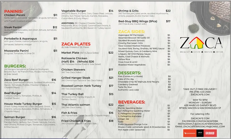 menu 1 of ZACA CAFE