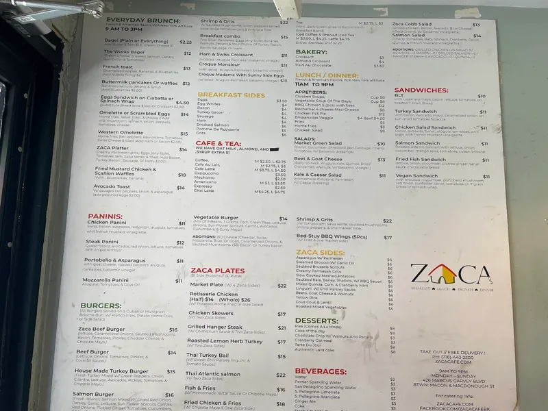 menu 2 of ZACA CAFE