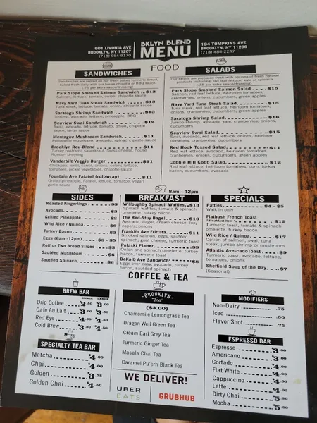 menu 0 of BKLYN Blend