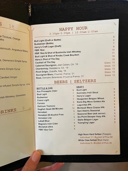 menu 0 of Mustang Harry's