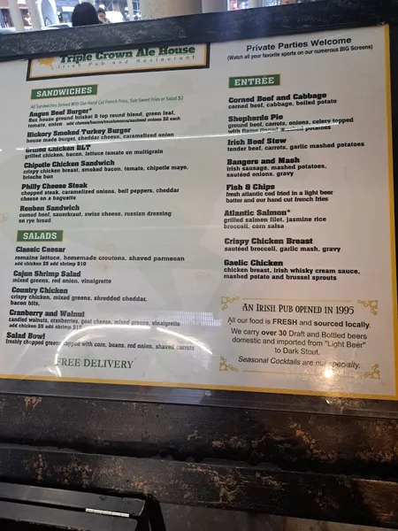 menu 2 of The Triple Crown Ale House