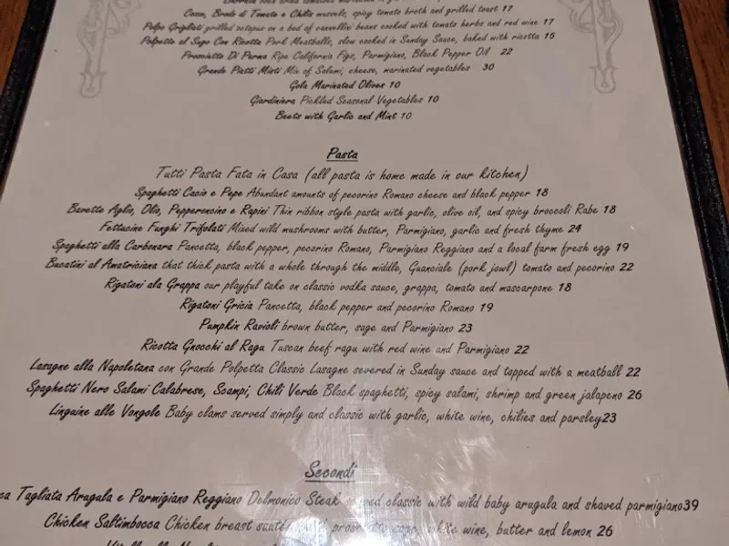 menu 1 of Gola Osteria Restaurant & Catering