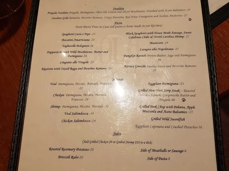 menu 2 of Gola Osteria Restaurant & Catering