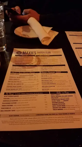 menu 2 of Maxie's Supper Club & Oyster Bar