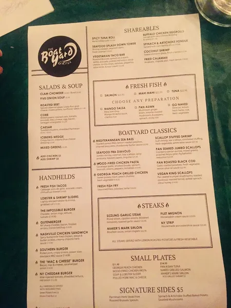 menu 0 of The Boatyard Grill