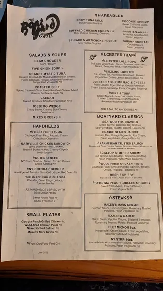 menu 2 of The Boatyard Grill