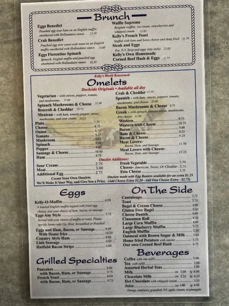 menu 0 of Kelly's Dockside Cafe