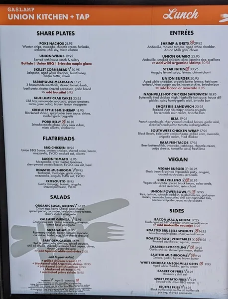 menu 0 of Union Kitchen and Tap Gaslamp