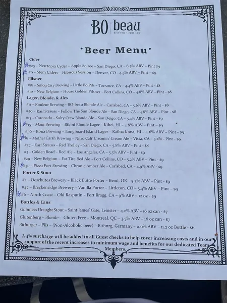 menu 2 of BO-beau kitchen + roof tap