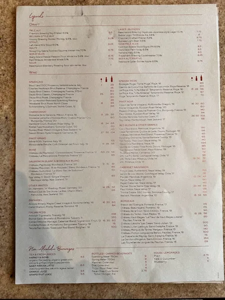 menu 2 of Saint & Second