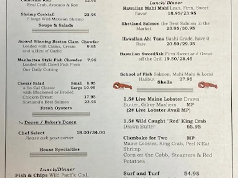menu 0 of Gladstone's Long Beach