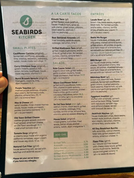 menu 2 of Seabirds Kitchen