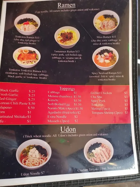 menu 2 of Toshiko Ramen & Sushi Bar