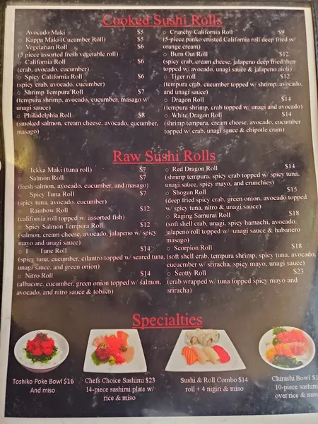 menu 0 of Toshiko Ramen & Sushi Bar