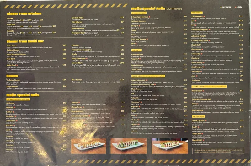 menu 1 of Sushi Mafia