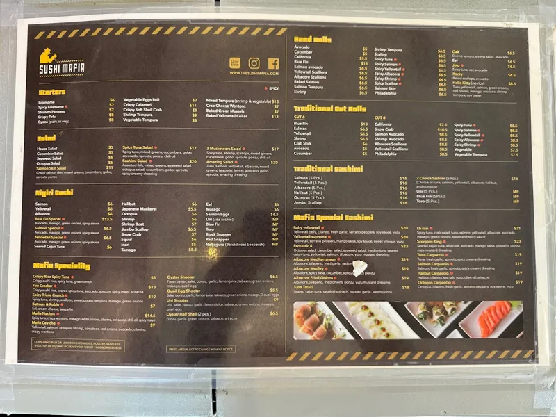 menu 2 of Sushi Mafia