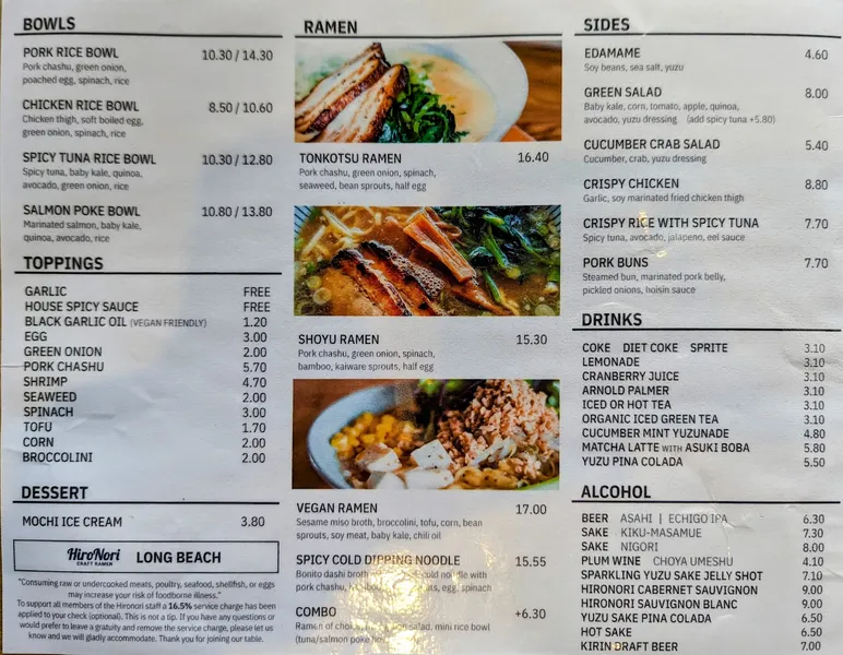 menu 0 of HiroNori Craft Ramen (Long Beach)