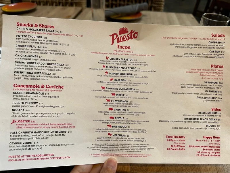 menu 0 of Puesto At The Headquarters