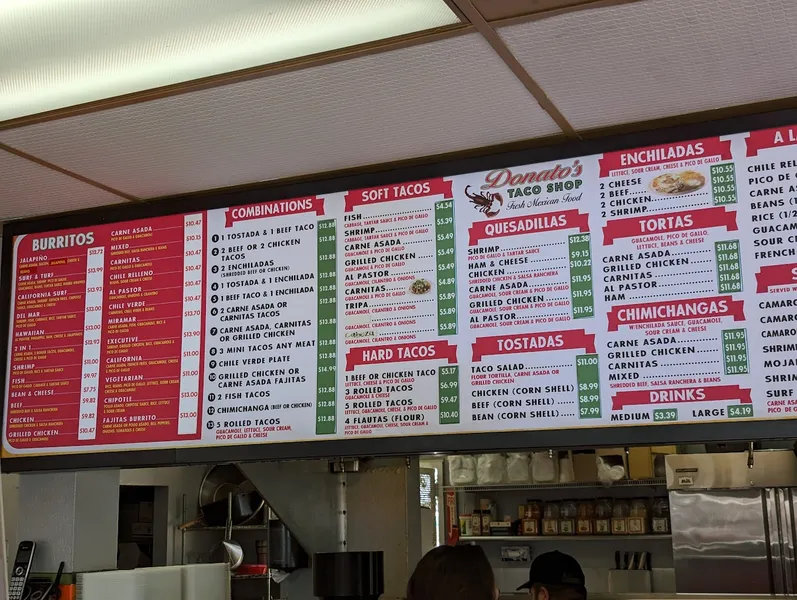 menu 1 of Donatos Taco Shop (Mexican Food)