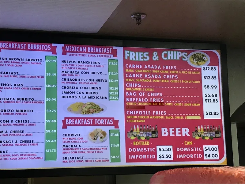 menu 2 of Donatos Taco Shop (Mexican Food)