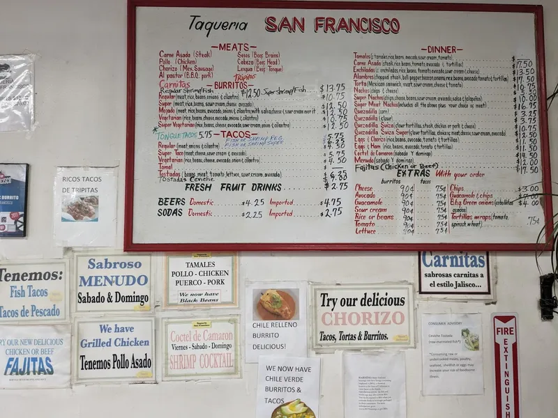 menu 1 of Taqueria San Francisco