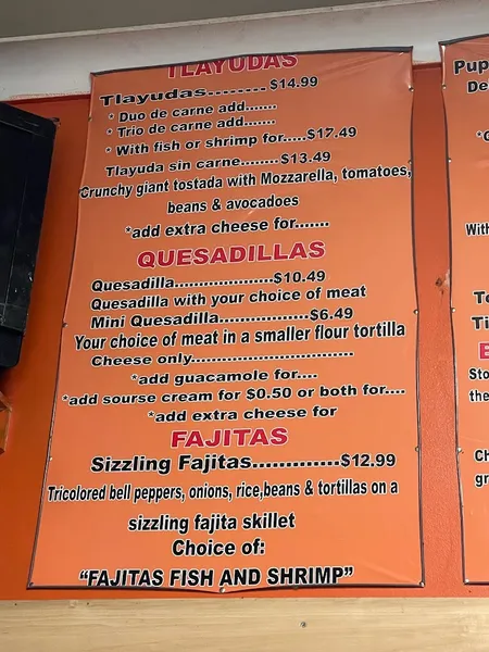 menu 1 of La Oaxaqueña