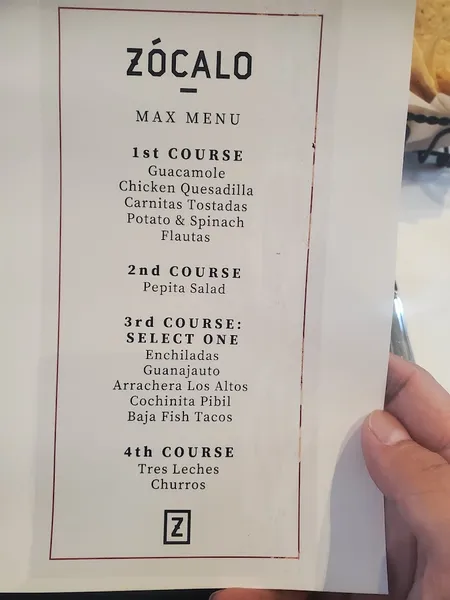 menu 0 of Zócalo Restaurant