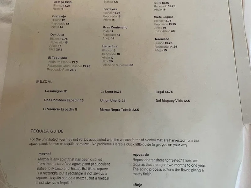 menu 1 of Zócalo Restaurant