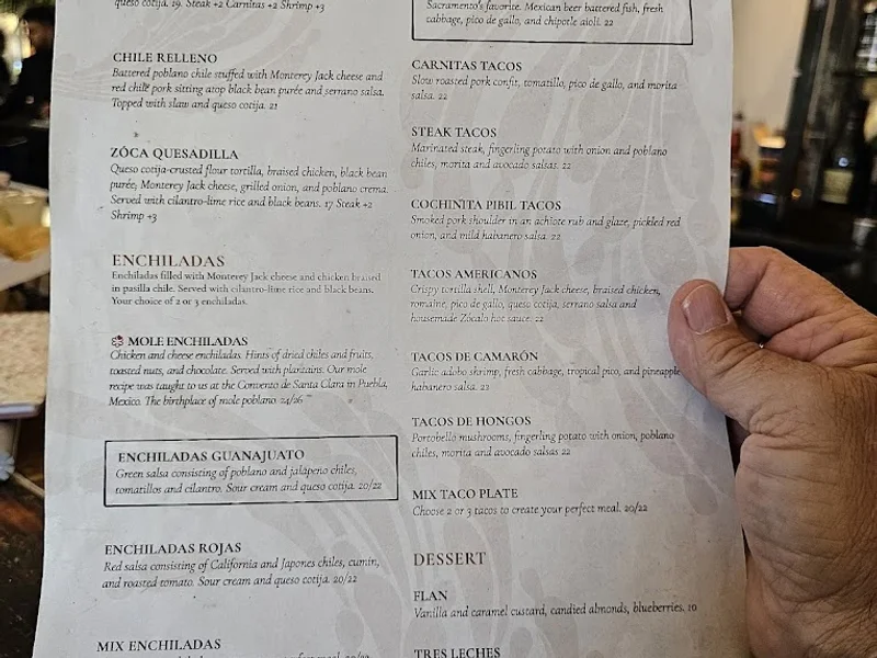 menu 2 of Zócalo Restaurant