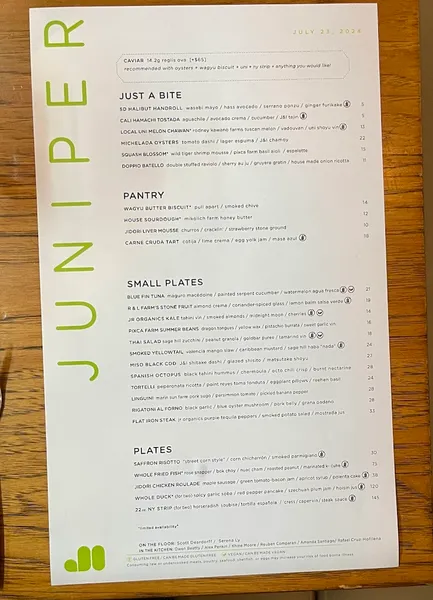 menu 0 of Juniper & Ivy