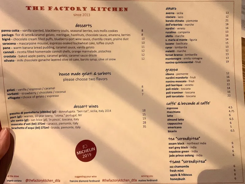 menu 0 of The Factory Kitchen