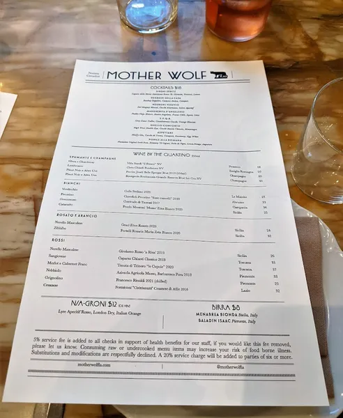 menu 2 of Mother Wolf