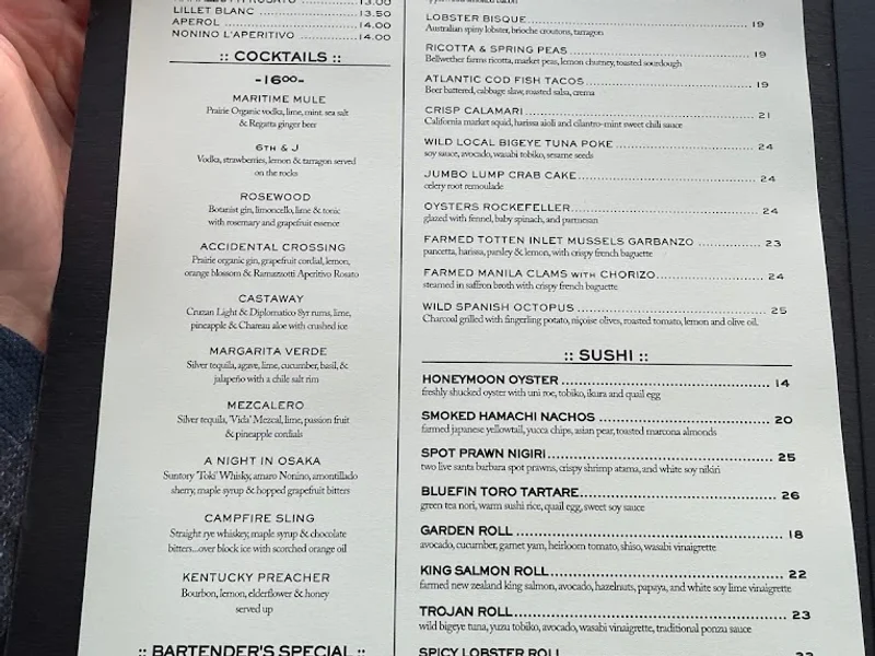 menu 1 of Water Grill San Diego