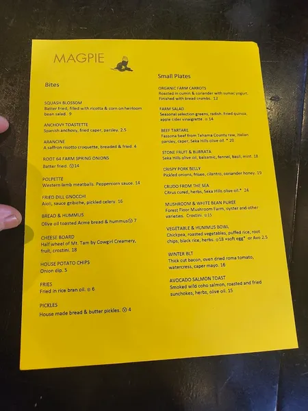 menu 1 of Magpie Café