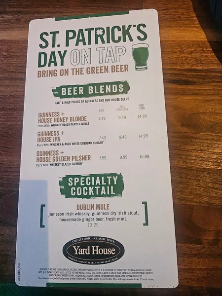 menu 2 of Yard House