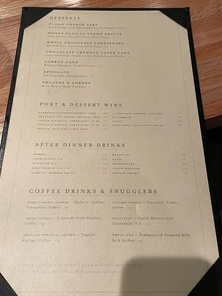 menu 1 of Zinfandel Grille