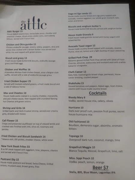 menu 1 of The Attic