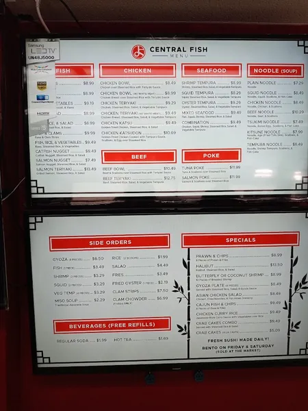 menu 1 of Central Fish Company