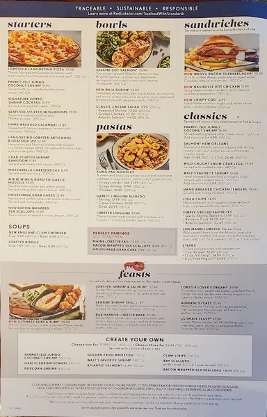 menu 0 of Red Lobster