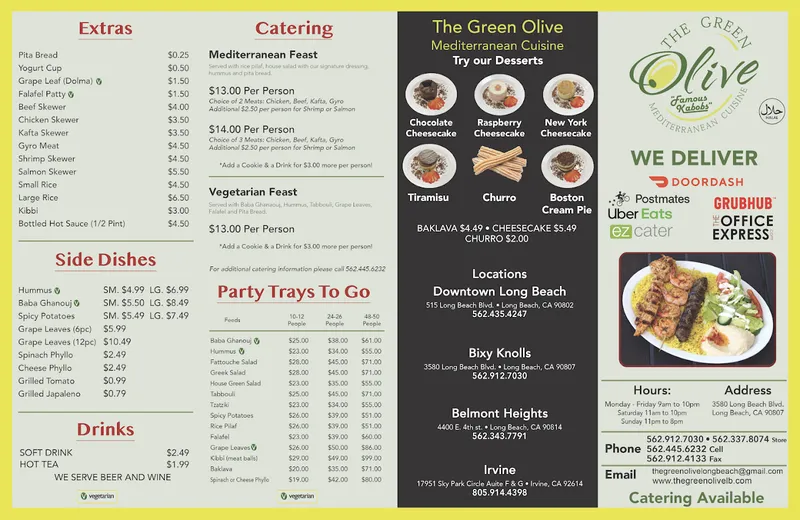 menu 1 of The Green Olive Mediterranean Cuisine