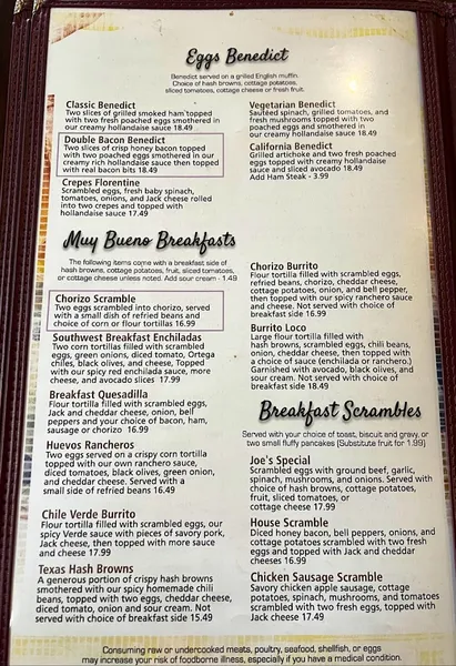 menu 0 of Fresno Breakfast House