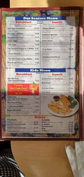 menu 2 of Jeb's Blueberry Hill