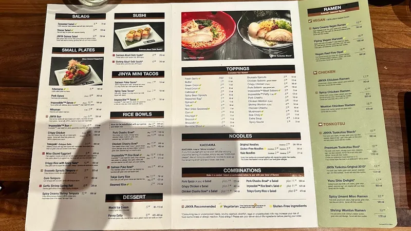 menu 0 of JINYA Ramen Bar - 2nd and PCH