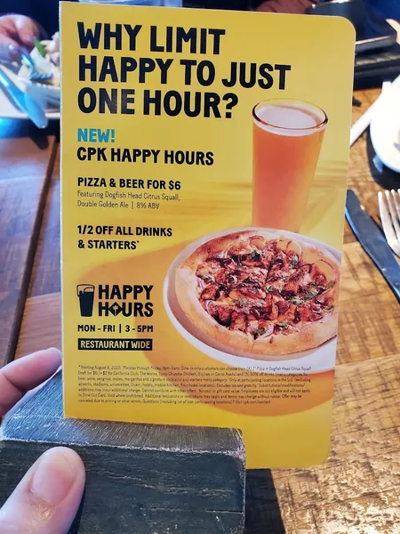 menu 0 of California Pizza Kitchen at The Pike Outlets