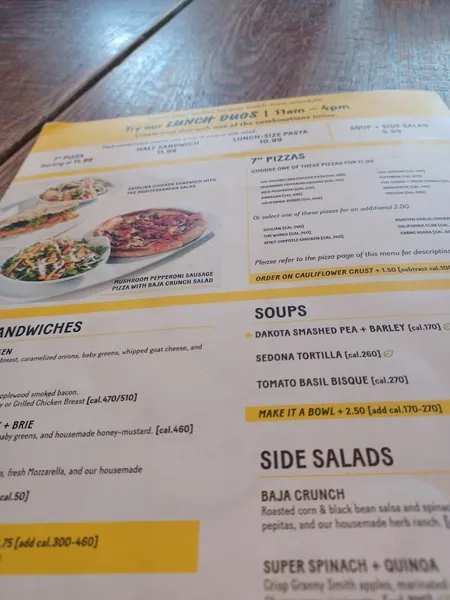 menu 1 of California Pizza Kitchen at The Pike Outlets