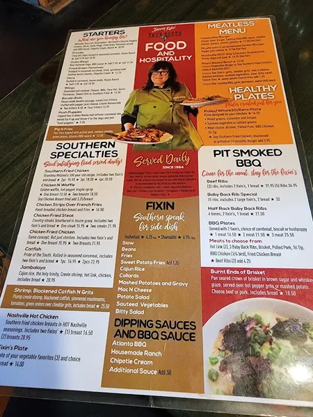 menu 1 of Johnny Rebs' True South