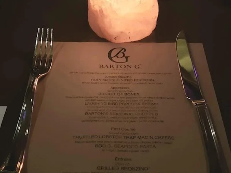 menu 2 of Barton G. The Restaurant Los Angeles